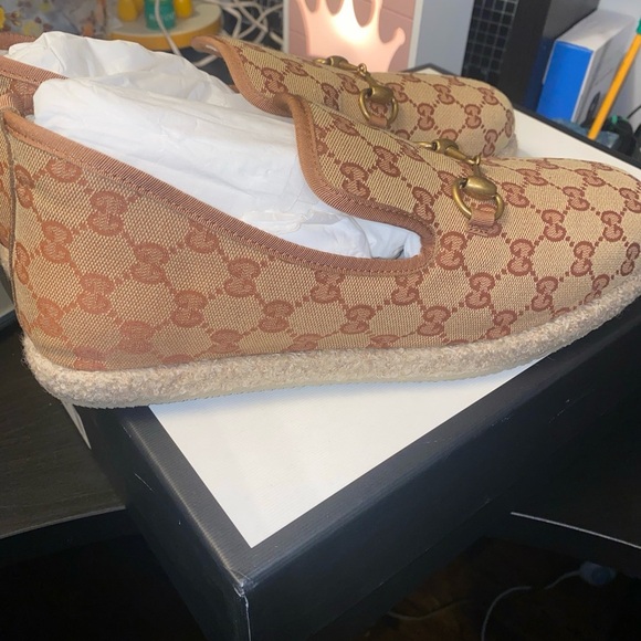 Gucci Tan Loafers with Gold Accents main image 3